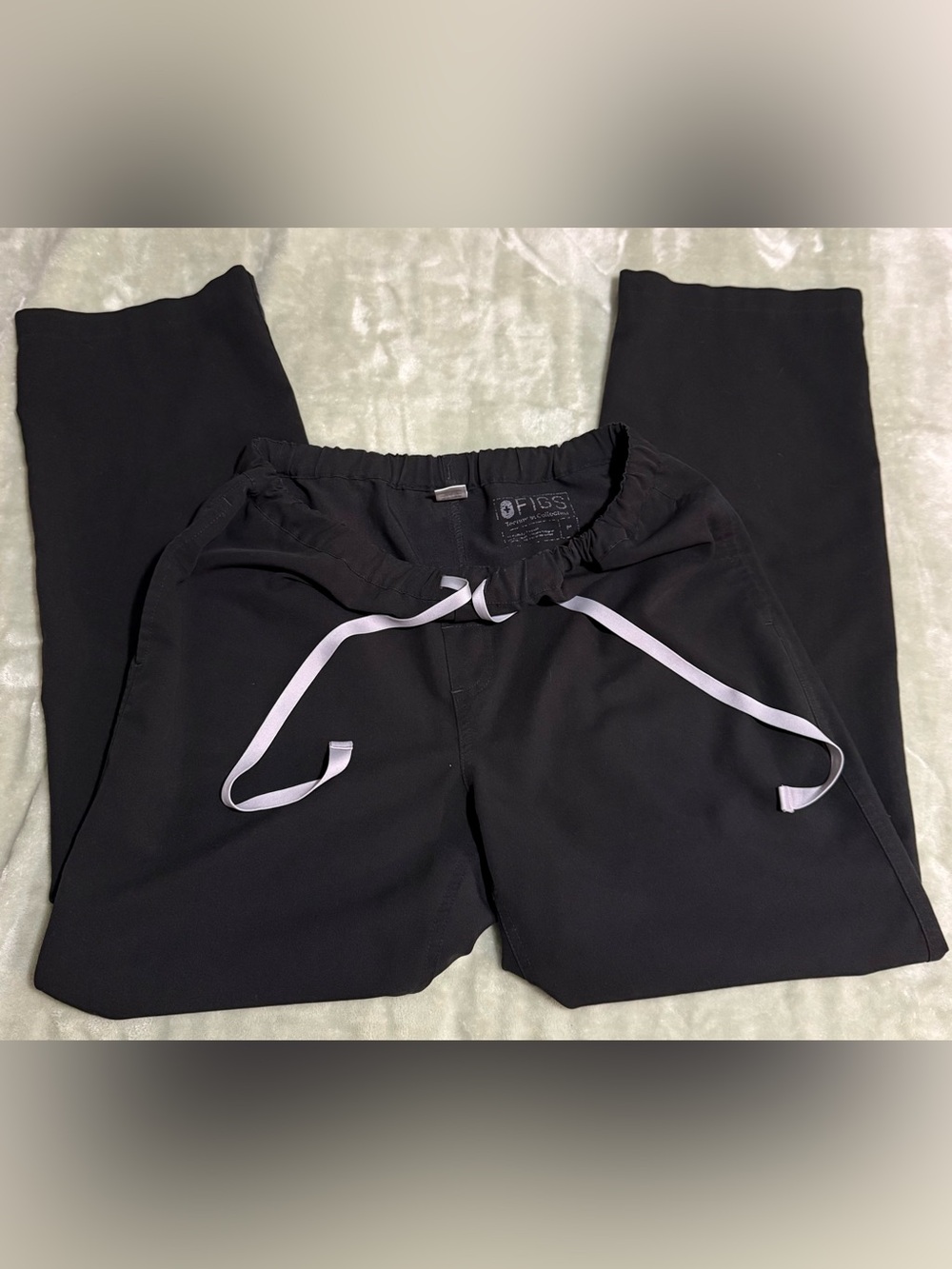 Figs Technical Collection Black Scrub Pants Elastic Waist Drawstring Size Medium